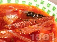 Рецепта Борш - постна зеленчукова супа (чорба) с картофи, зелен фасул и червено цвекло